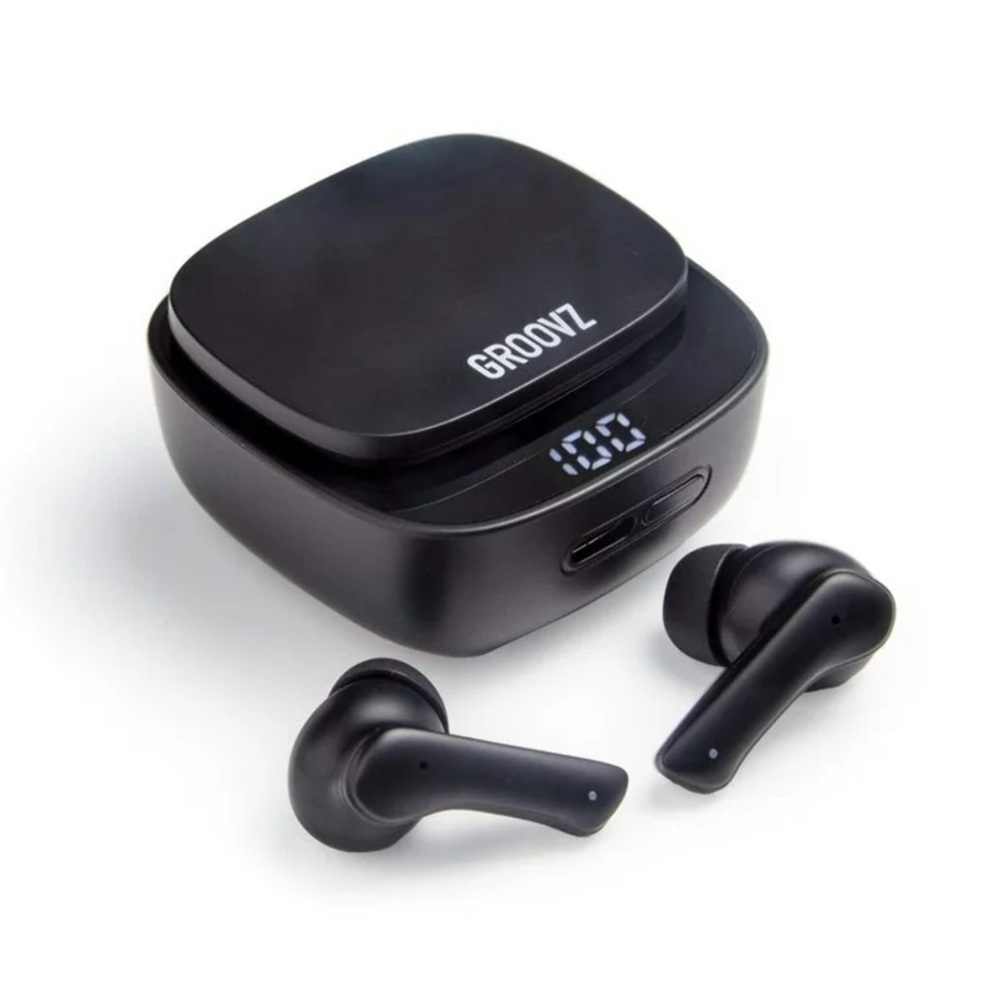 Groovz True Wireless Earbuds with Charging Case ~ Black